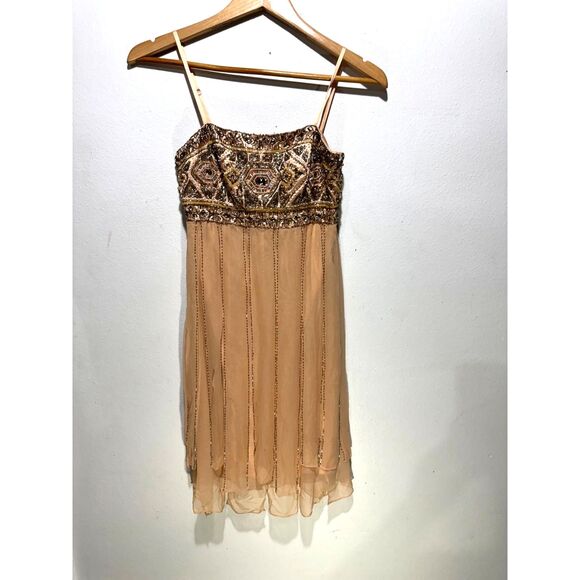 Sue ong nocturne silk dress Y2K sequins embelaged party prom wedding women size0